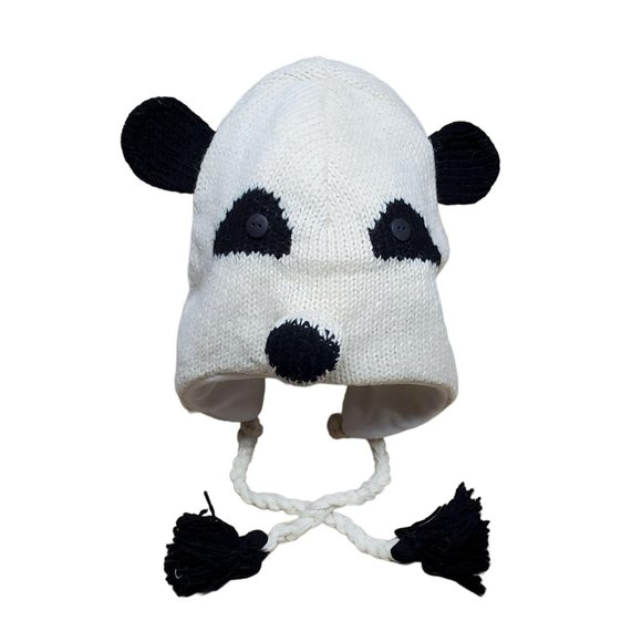 Wool Hat Panda Design One Size White/Black - Picture 3 of 7